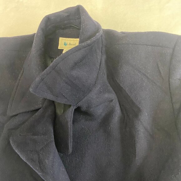 L.L. Bean Peacoat Size 20 Reg Navy Double Breasted Wool Cashmere Thinsulate - Picture 5 of 16